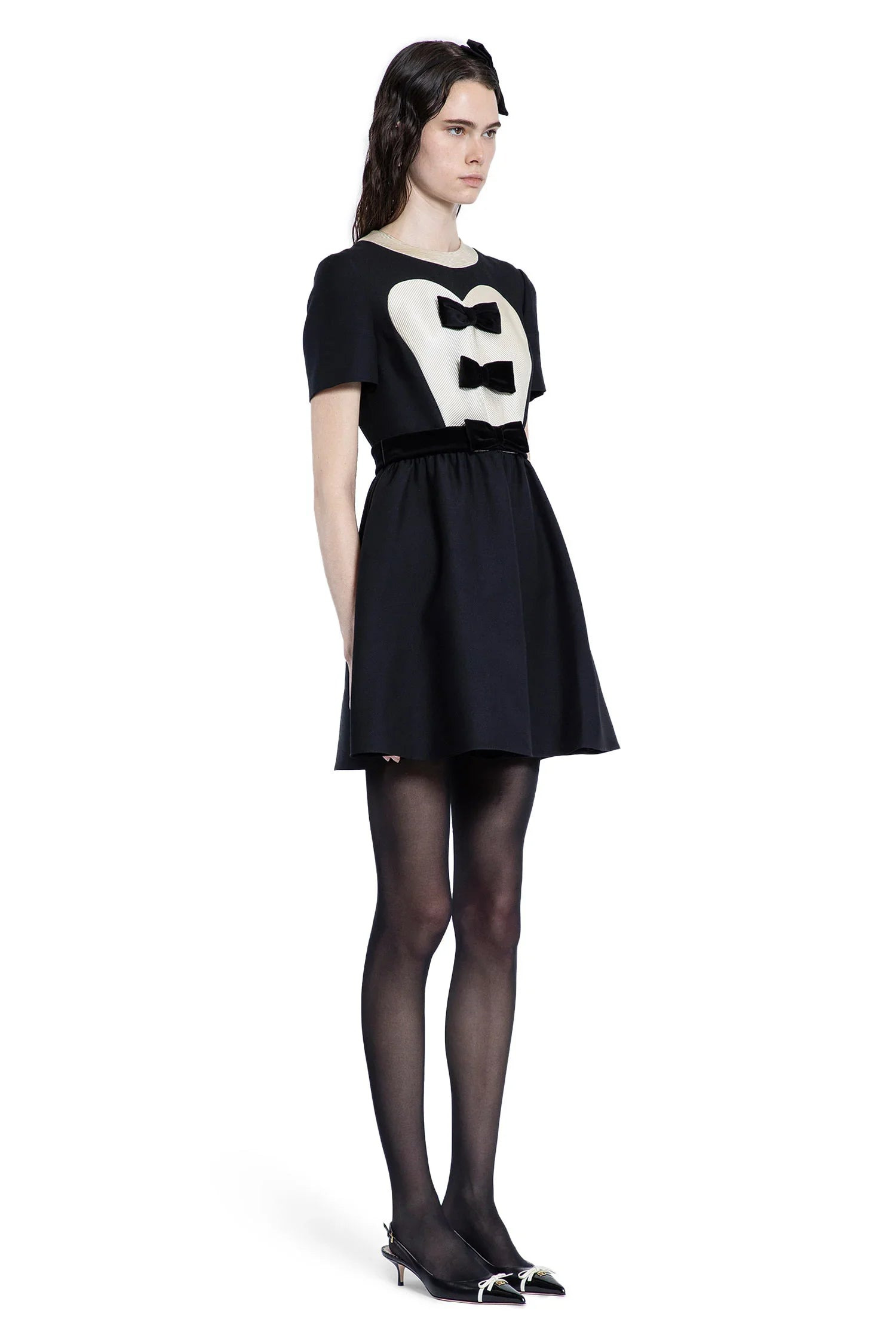 Crepe-Couture-Mini-Dress-With-Bows - 2