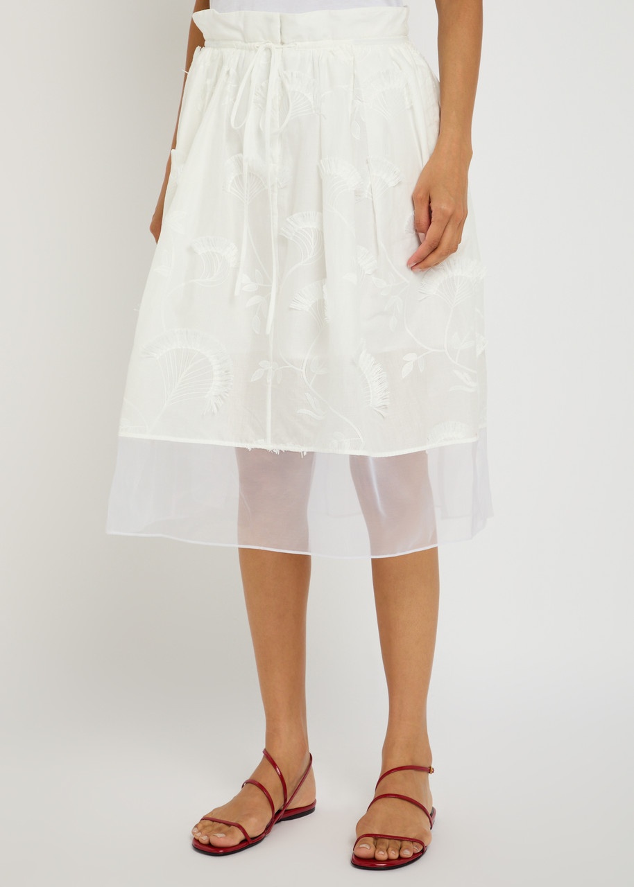 3.1 Phillip Lim Embroidered Tulle and Cotton Midi Skirt - 2