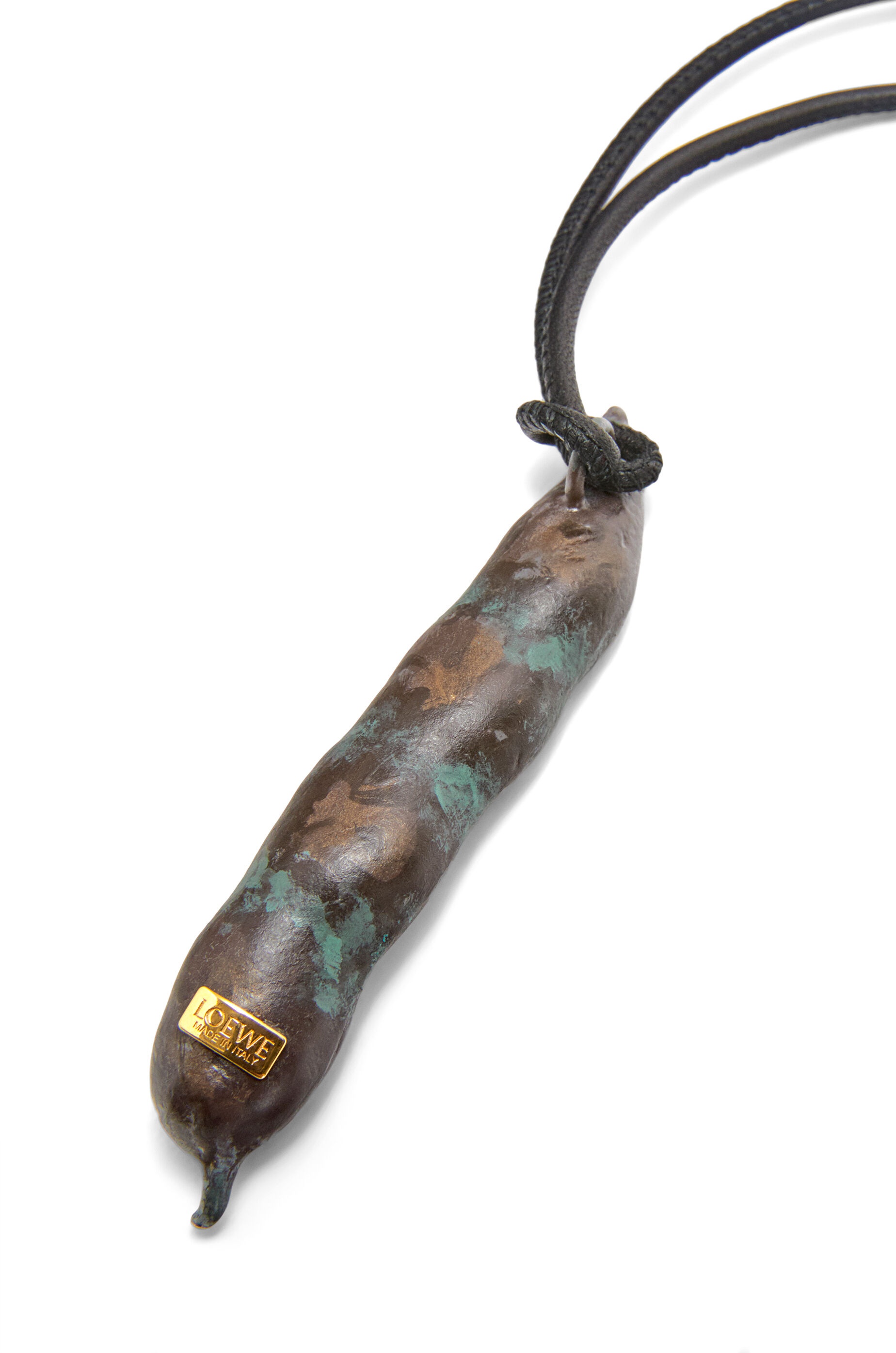 Bean pendant in calfskin and brass - 2