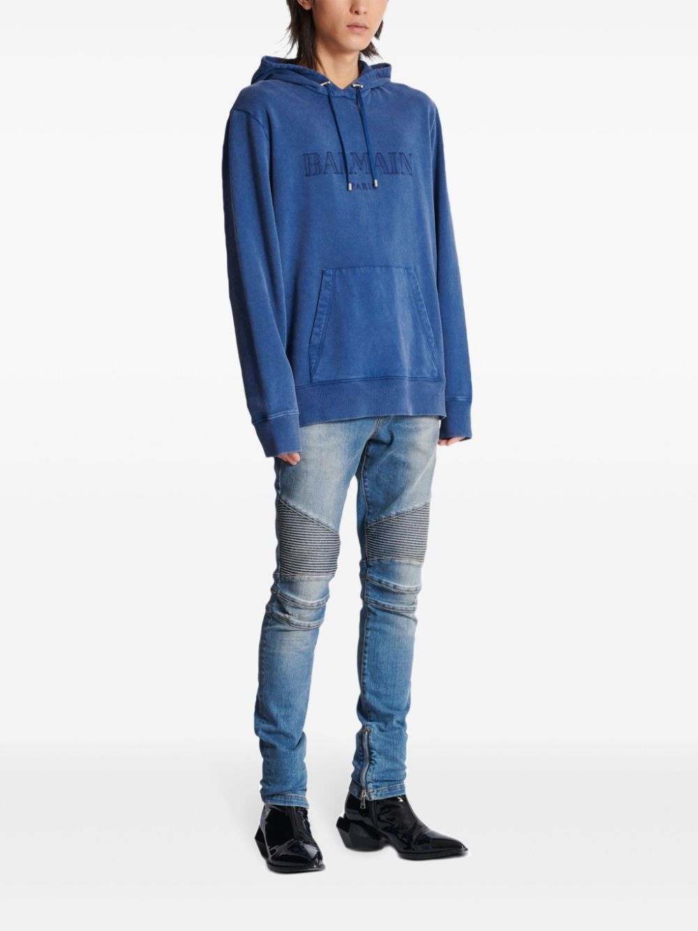 embroidered-logo hoodie - 3