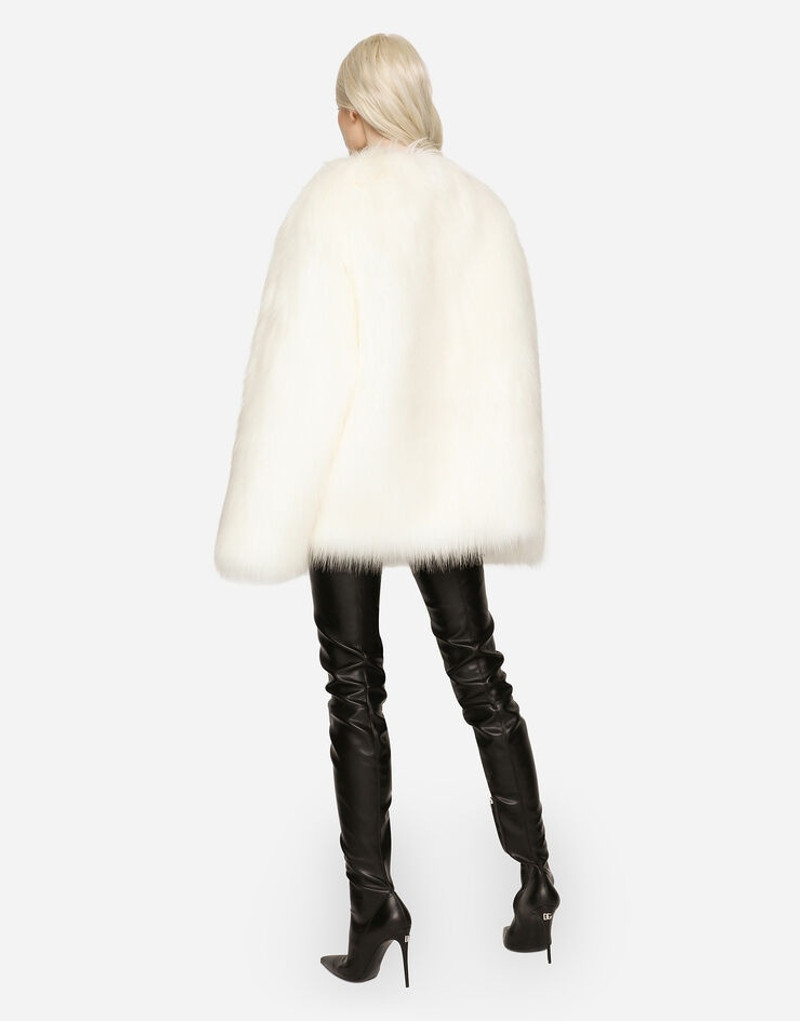 White fox-effect faux fur jacket 3