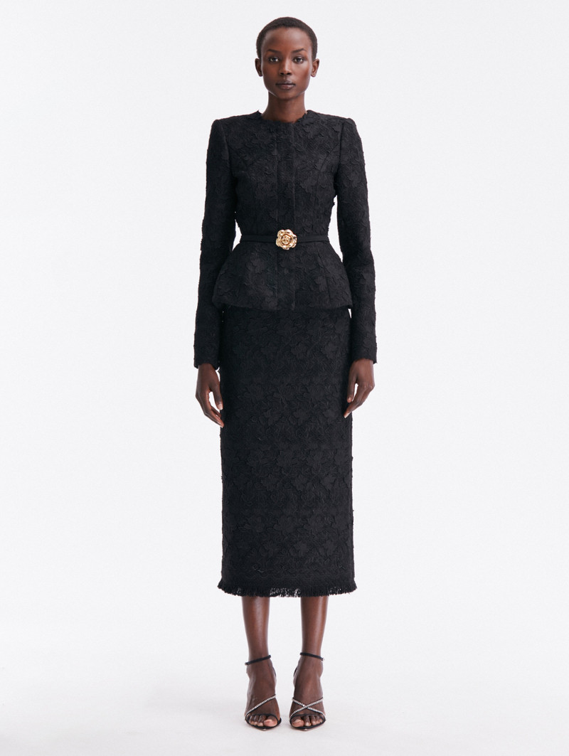 Oscar de la Renta SUNFLOWER BELT TWEED JACKET outlook