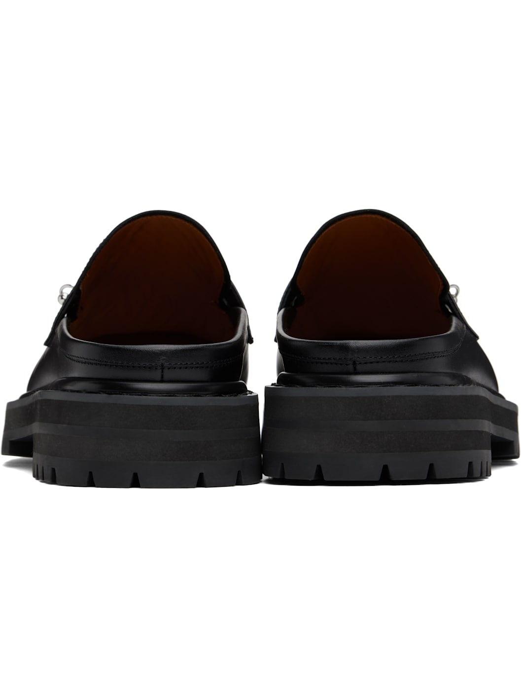 Black Leather Piercing 2.0 Chunky Slip-on Loafers - 2
