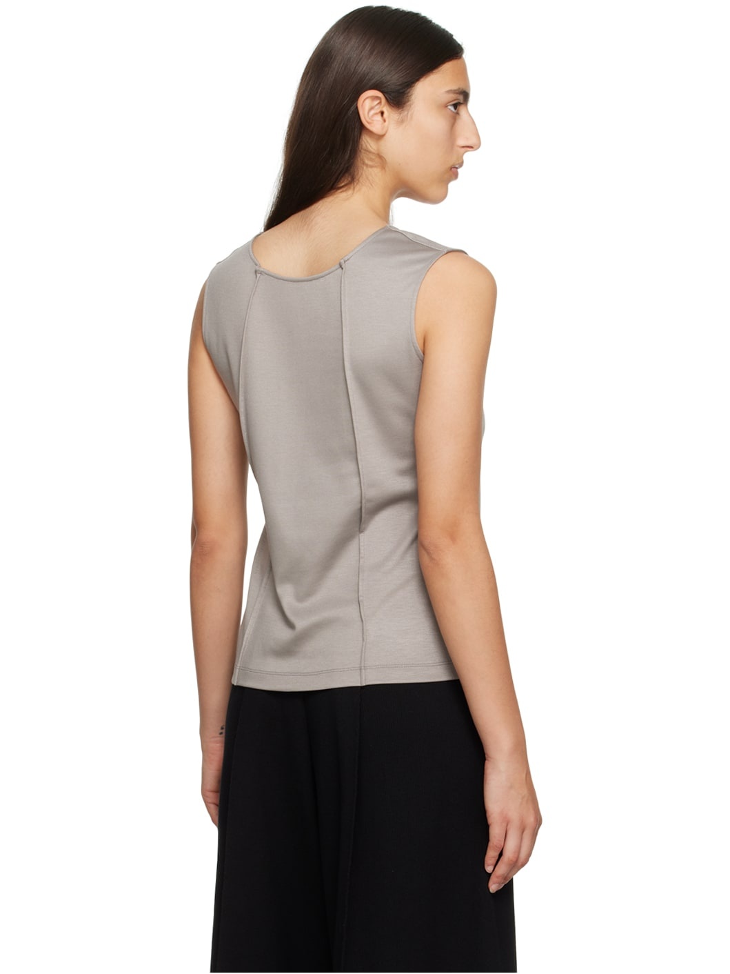 Gray Tucked Square Tank Top - 3