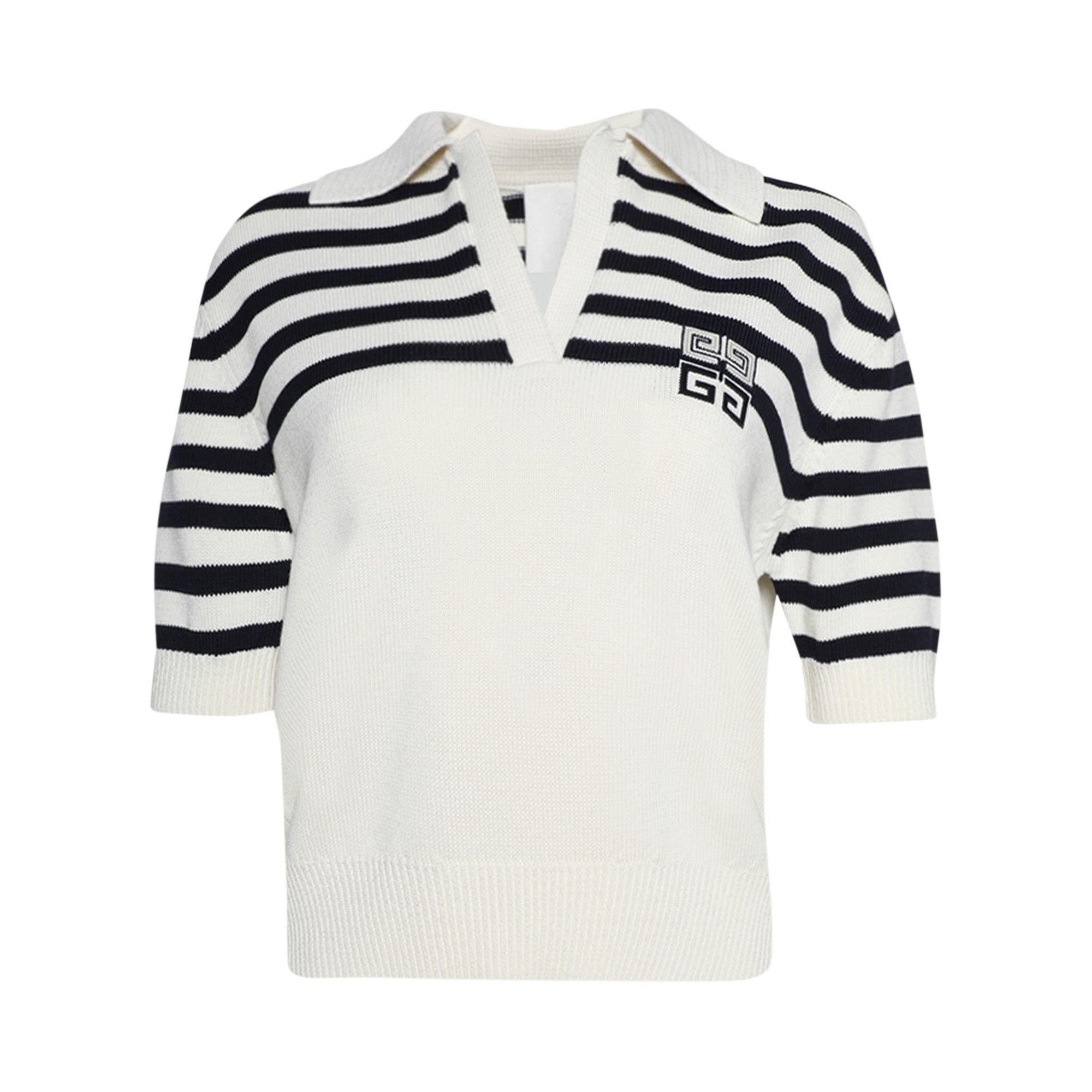 Givenchy Cropped Polo Sweater 'White/Navy' - 1