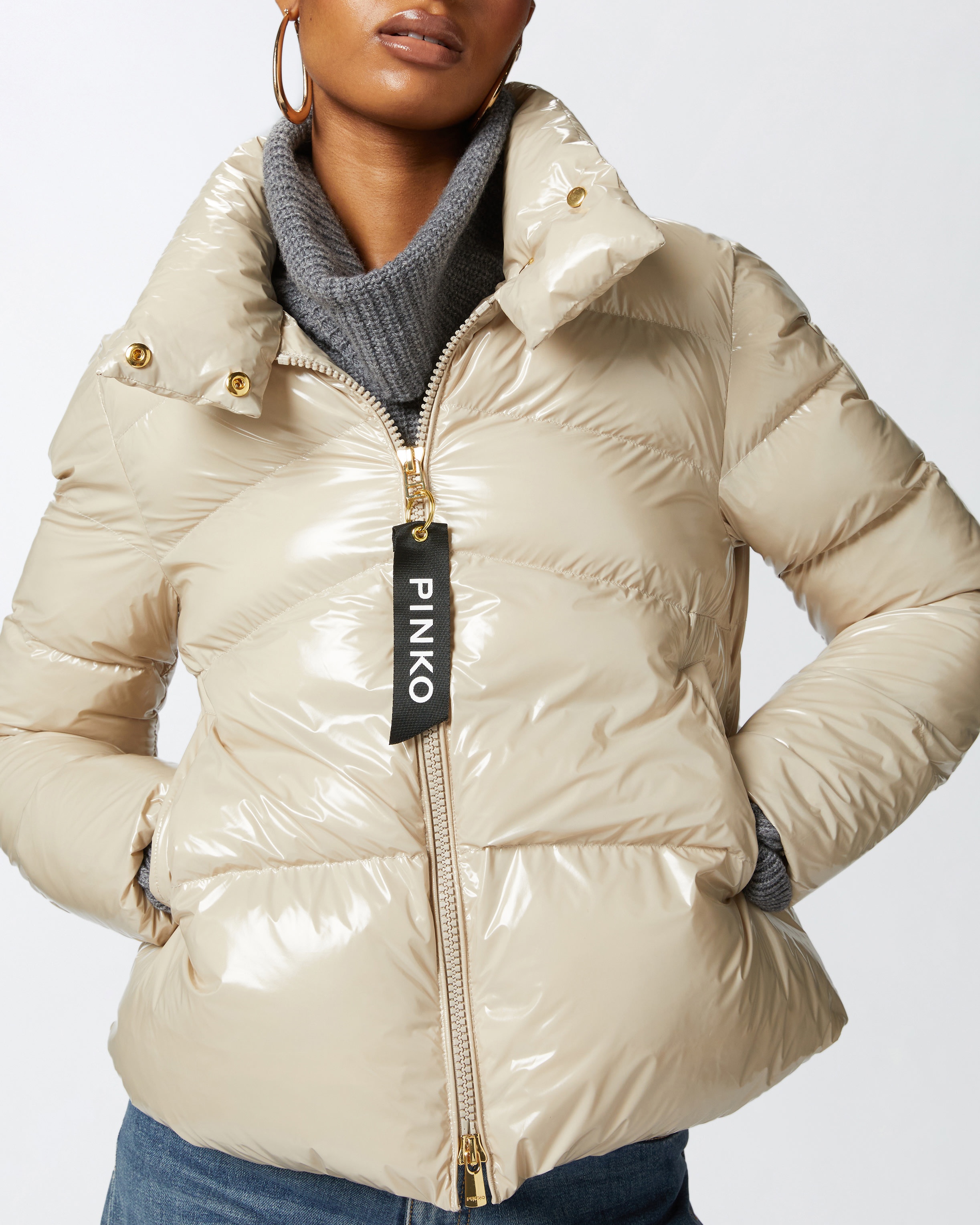 PADDED CRYSTAL NYLON PEA JACKET - 5