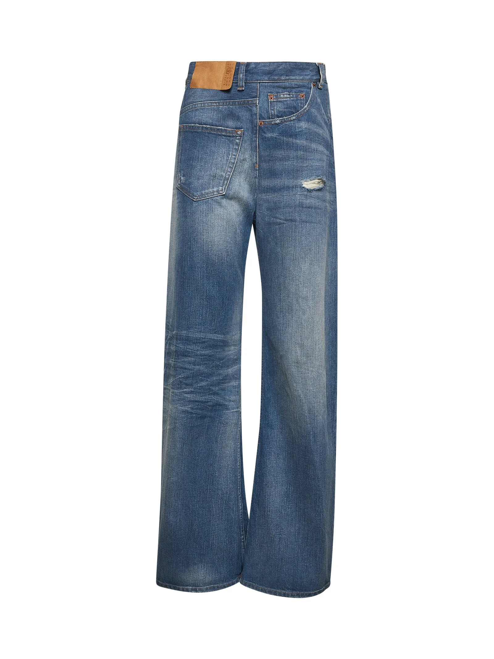 Blue denim wide leg twist jeans - 1