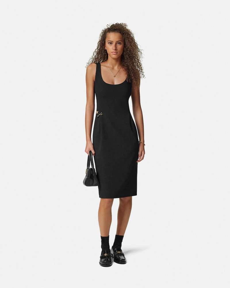 VERSACE Safety Pin Cady Scoop Midi Dress outlook