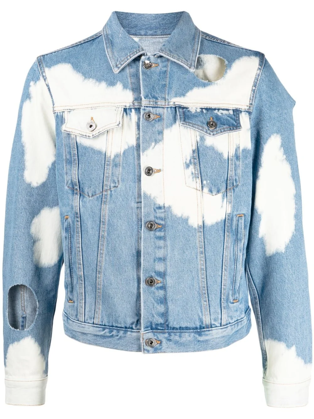cut-out bleached denim jacket - 1