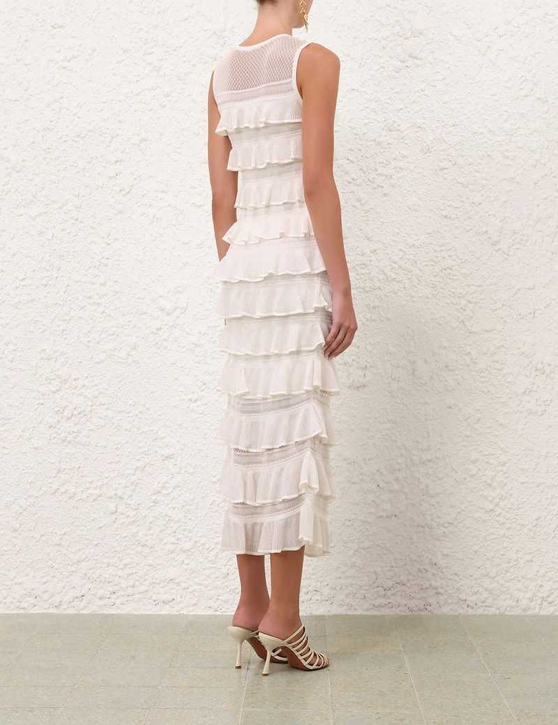 LUNA LACE FRILL MIDI DRESS 4