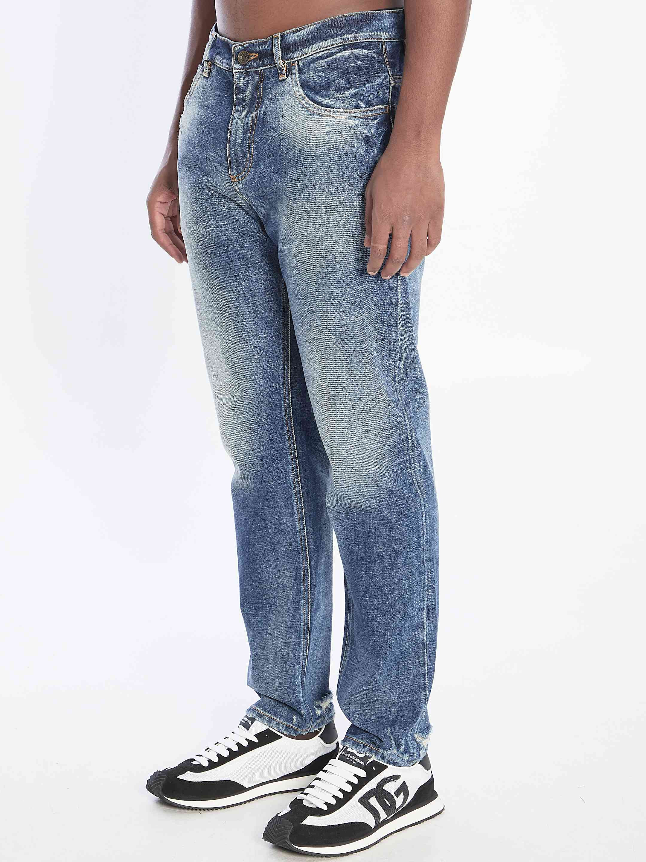 Dolce&Gabbana Men Denim Pants With Plaque - 2