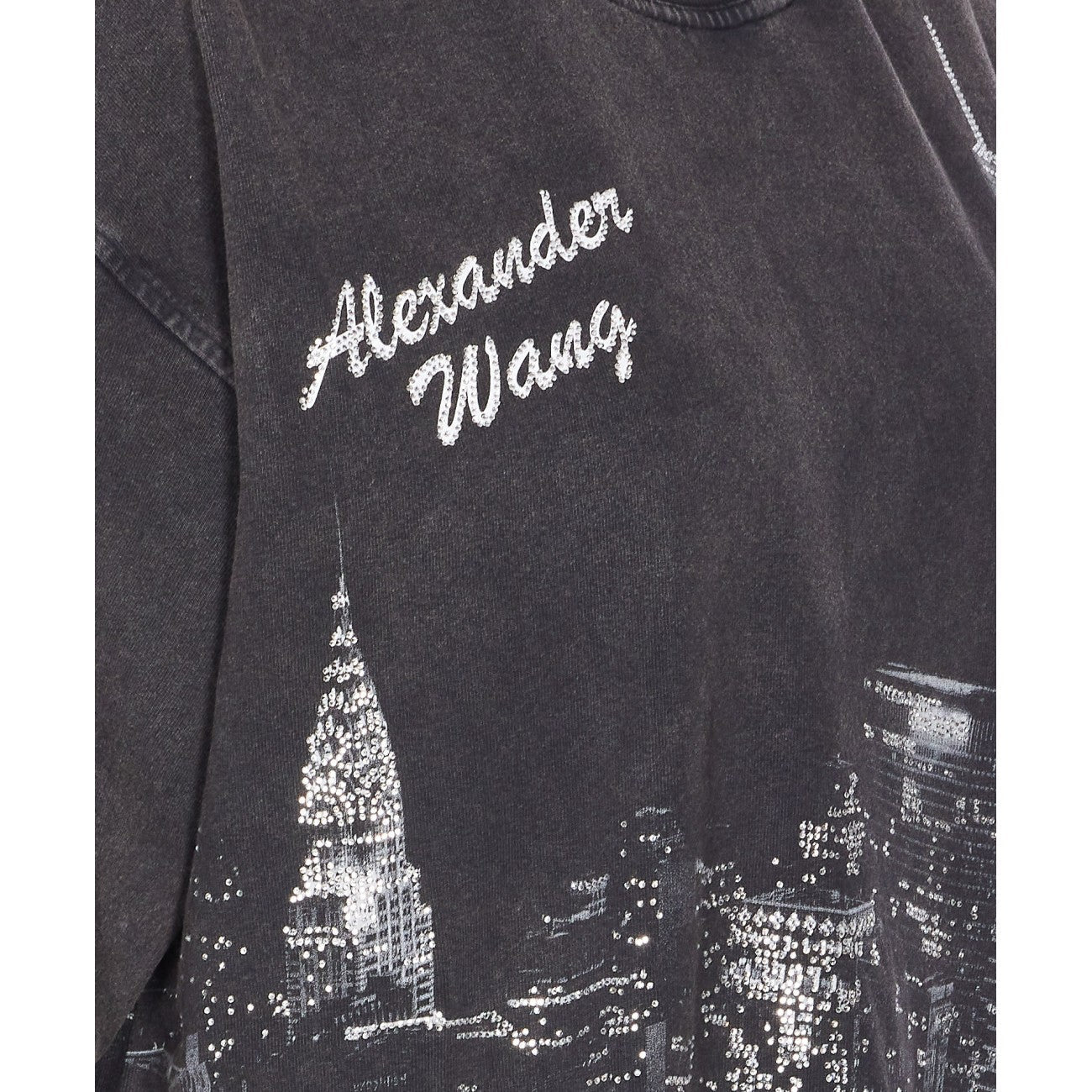 Alexander Wang Women T-Shirt With Thermo-Applied Rhinestones And Ny Skyline - 3