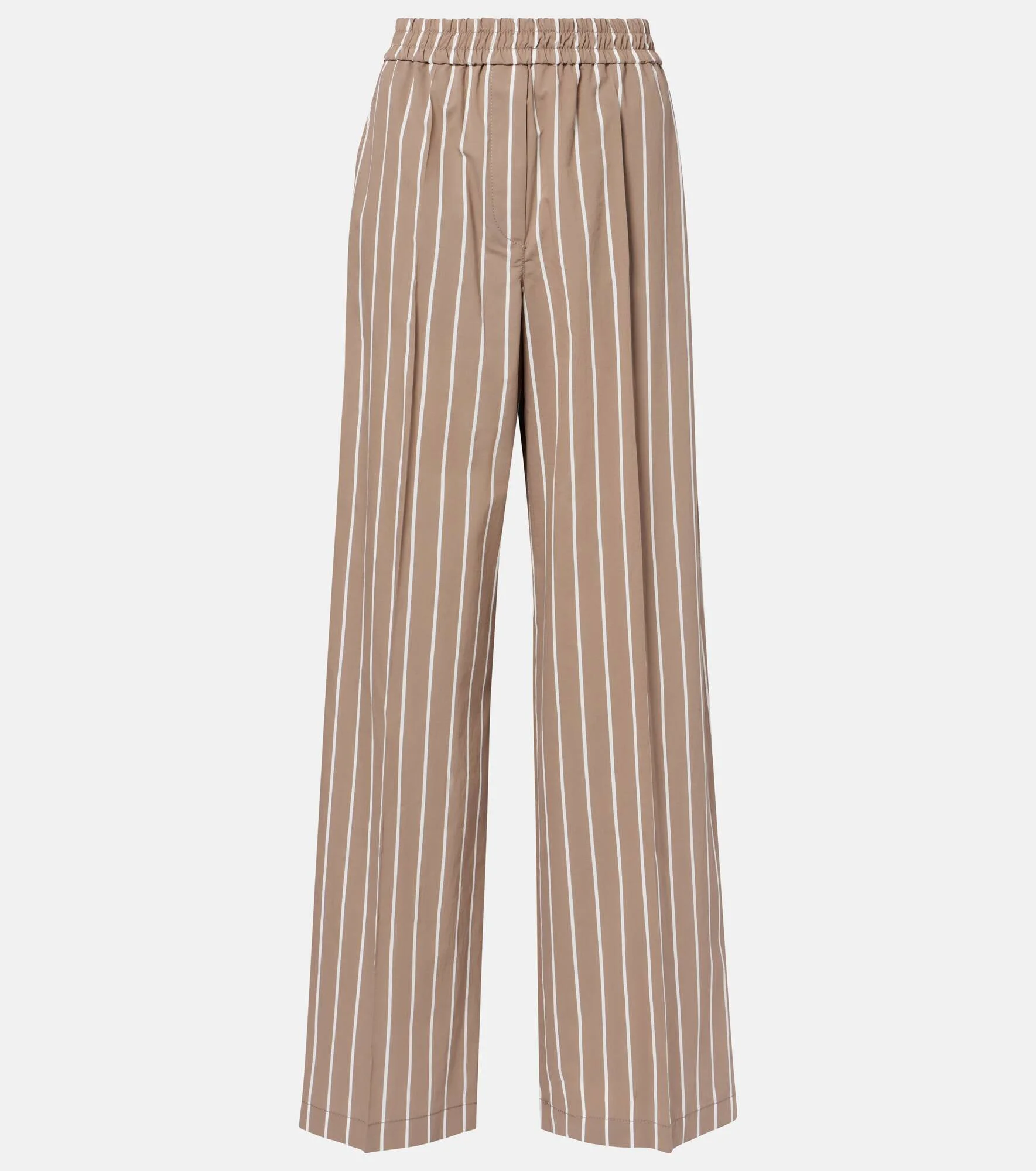 Striped cotton-blend wide-leg pants - 1