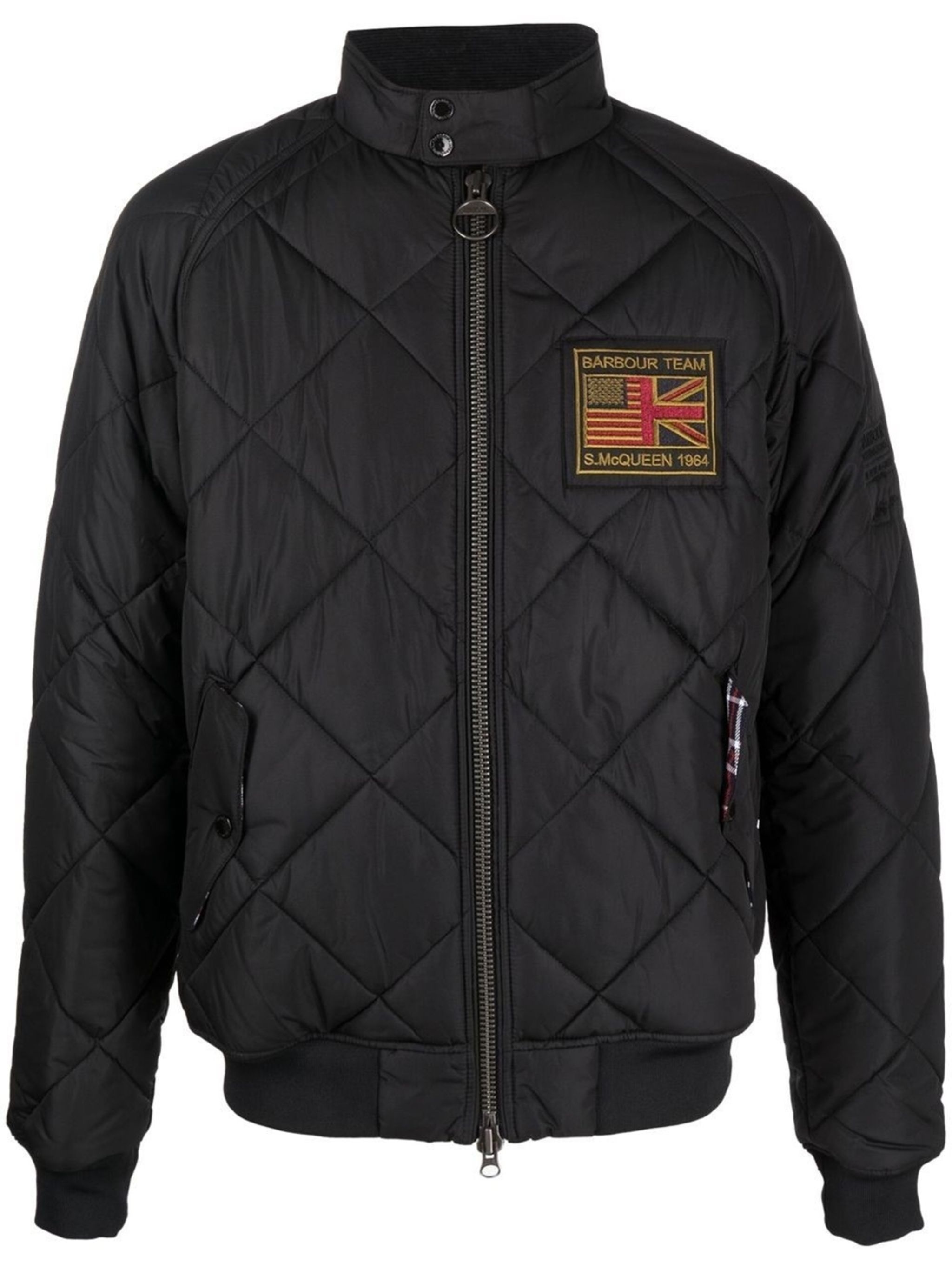 logo-patch quilted jacket - 1