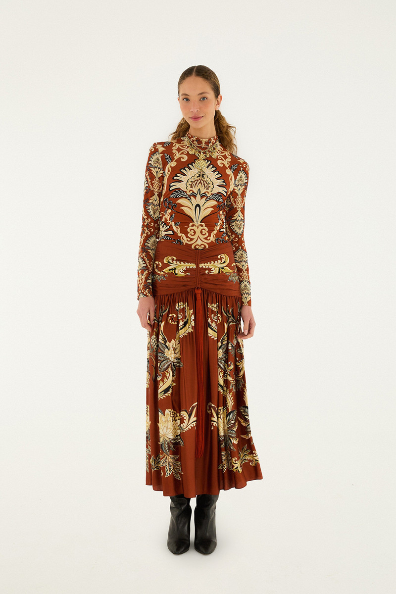 Orange Arabesque Paradise Long Sleeve Blouse 4