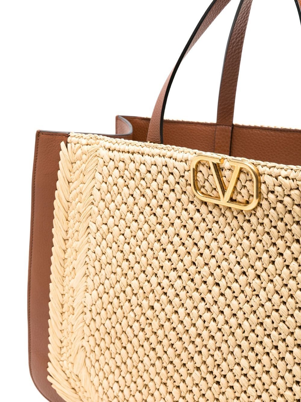 VLogo Signature raffia tote bag - 4