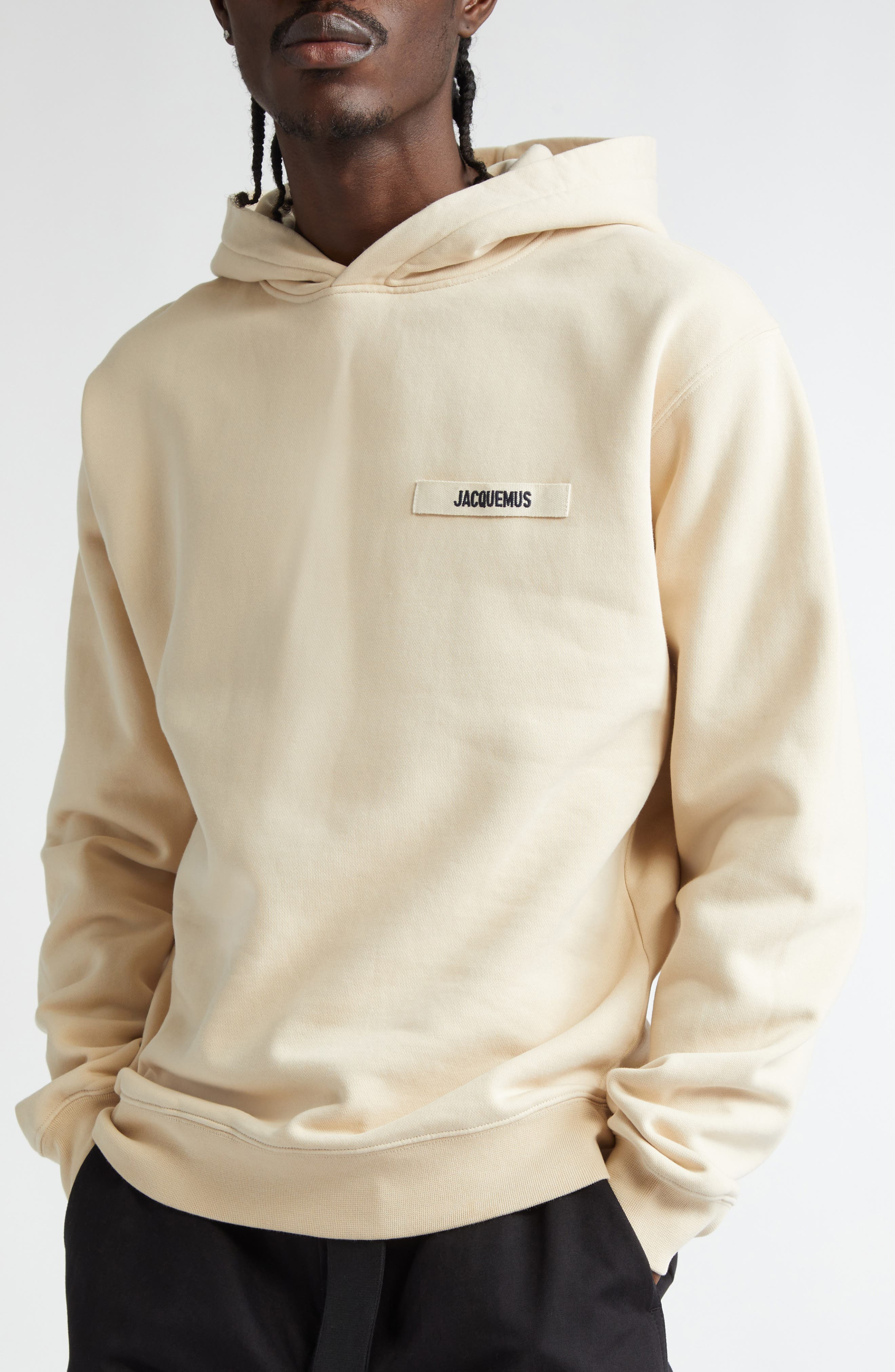 Jacquemus Le Hoodie Gros Grain Cotton Hoodie in Beige 150 at Nordstrom - 5