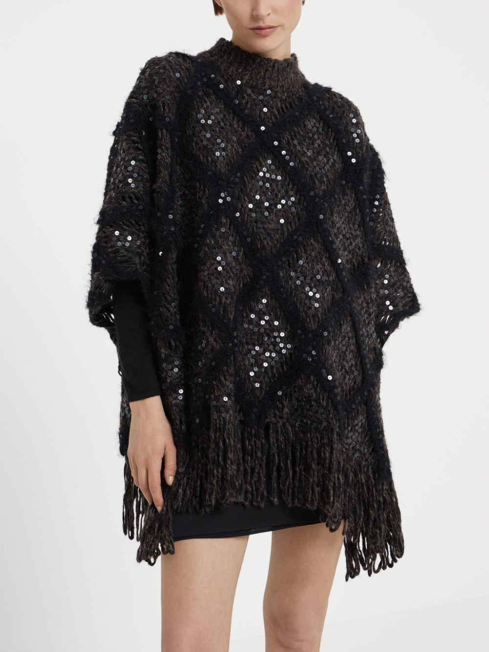 Wool turtle-neck poncho - 2