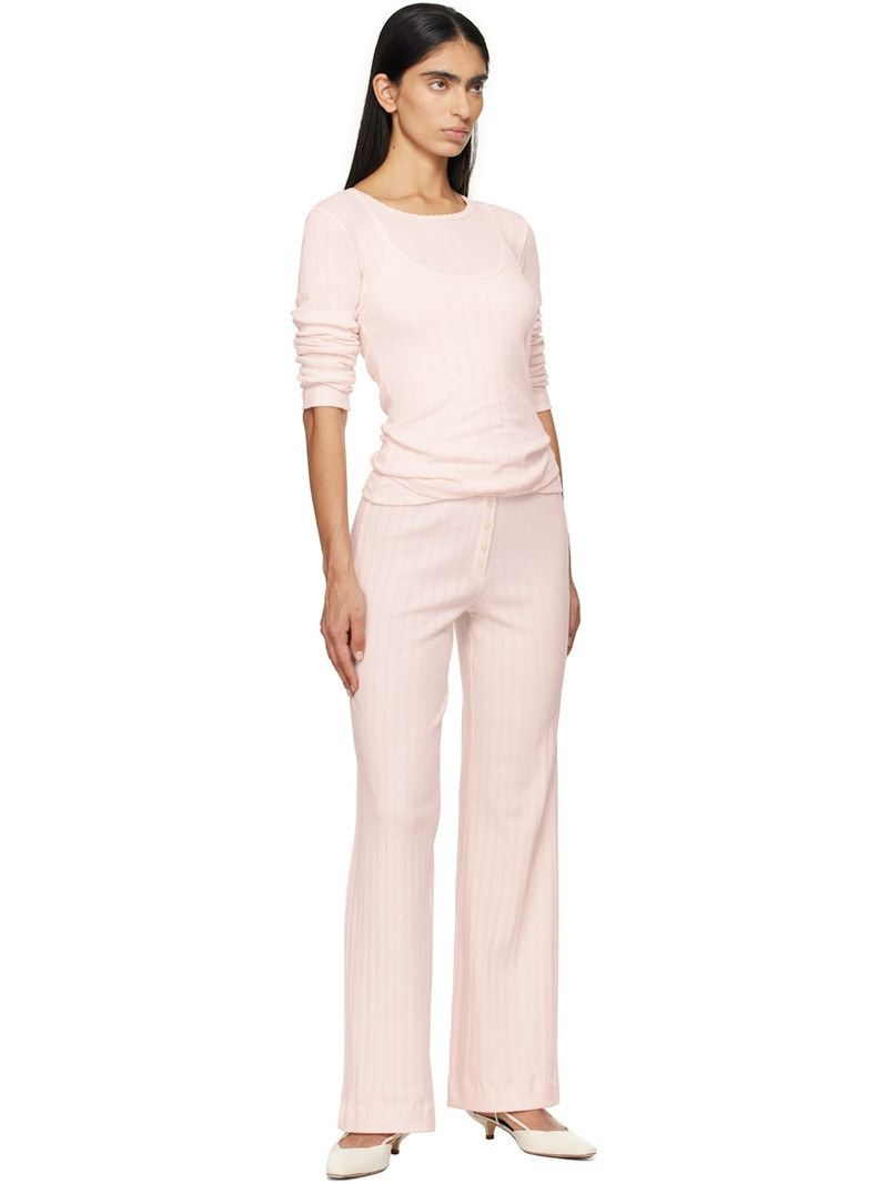 LESET Pink Pointelle Tank Top outlook
