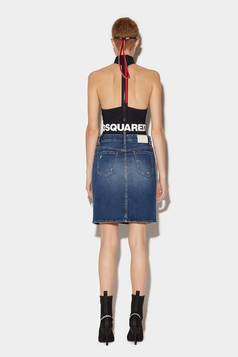 DSQUARED2 MEDIUM CLEAN WASH DENIM PENCIL MINI SKIRT outlook