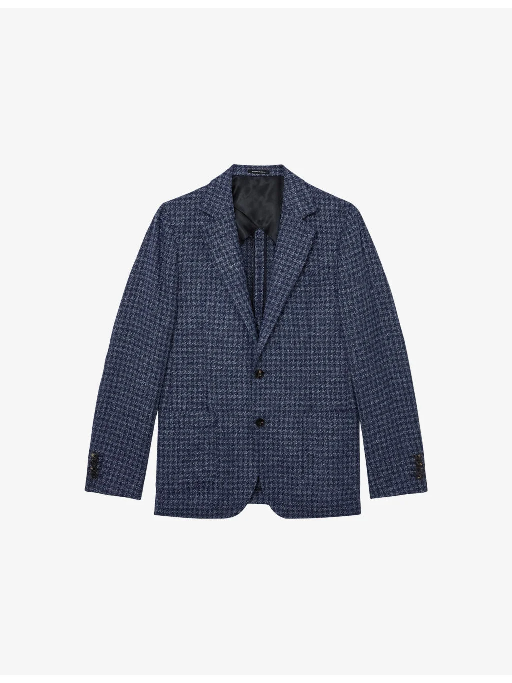 Romana Notch-Lapel Dogtooth Wool and Linen Blazer - 1