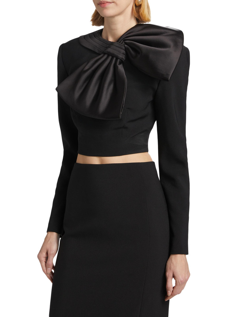 Women's Arlet Bow Long-Sleeve Crop Top - Black 3