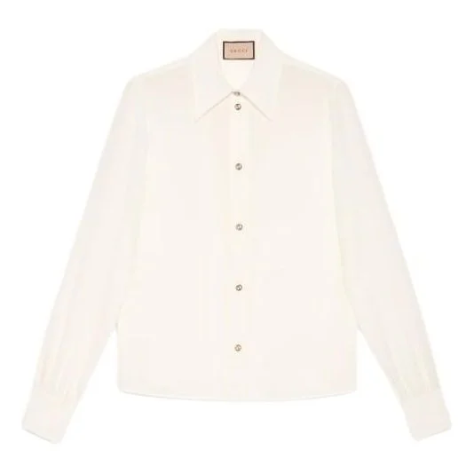 (WMNS) Gucci Silk Crêpe De Chine Shirt 'Ivory' 761896-ZAPJ7-9154 - 1