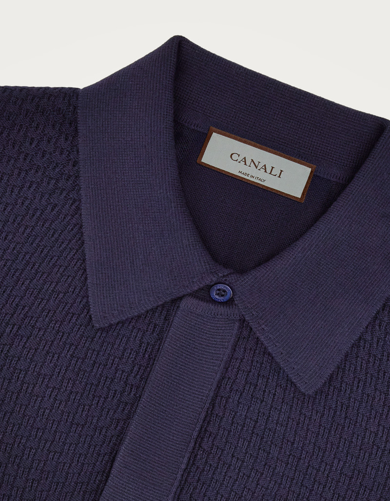 Canali BLUE MICRO-STRUCTURED COTTON POLO SHIRT outlook