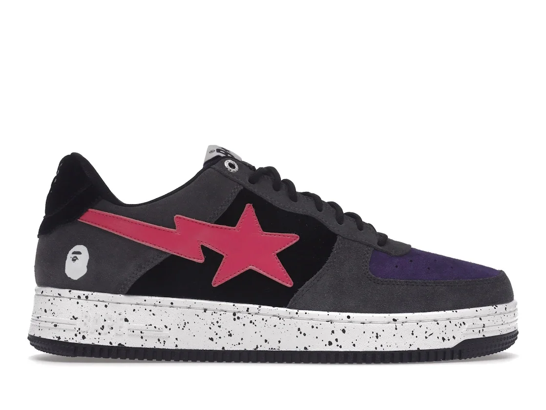 A Bathing Ape Bape Sta Black Grey Pink Suede - 1