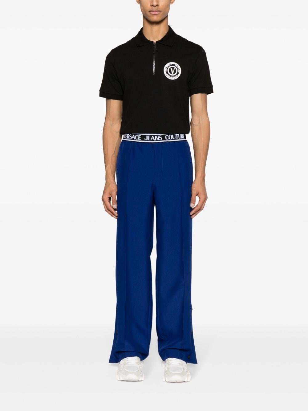 logo-waistband pleated wide-leg trousers - 2