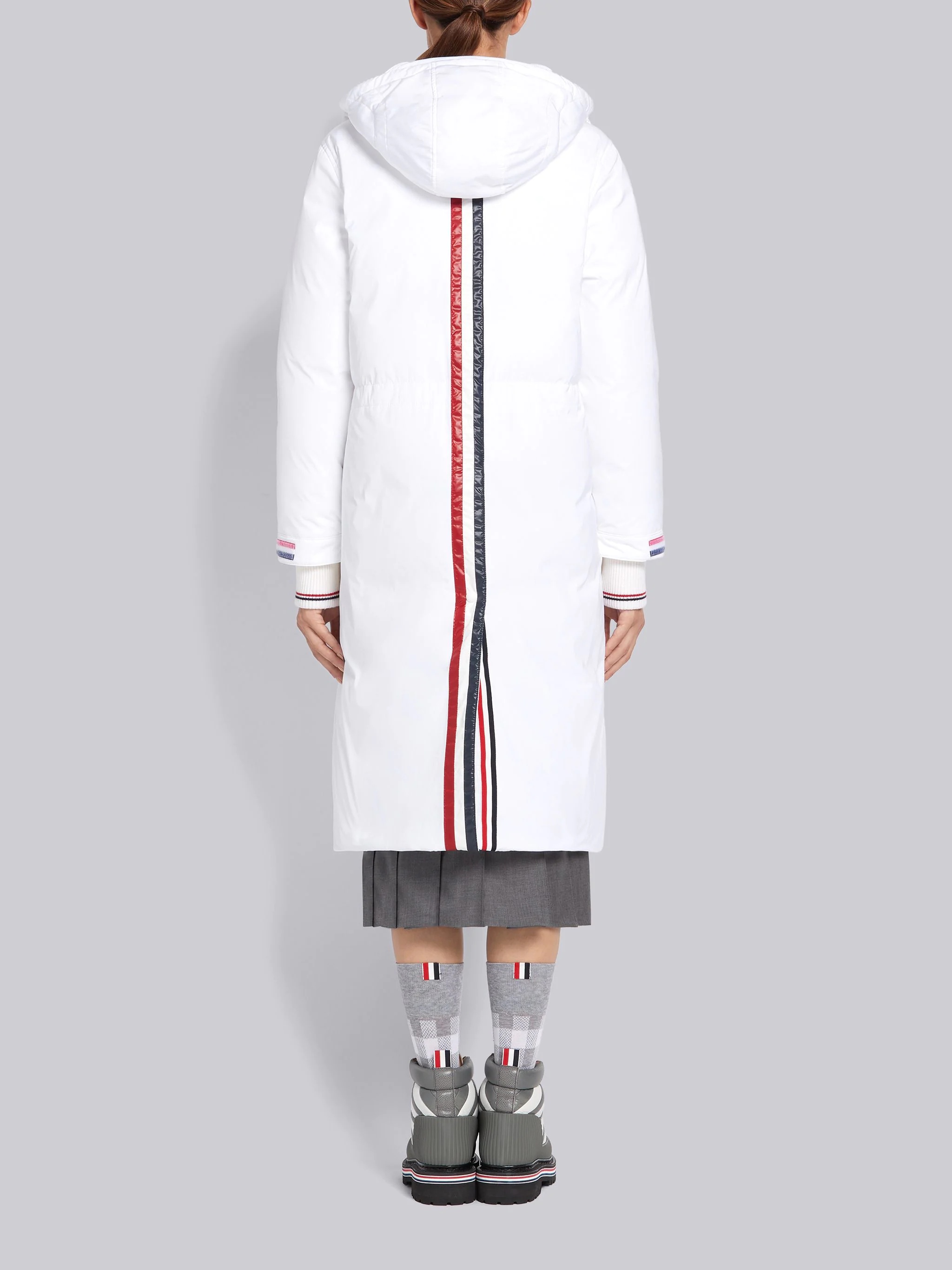 White Down Filled Poly Twill A-line Hooded Parka - 2