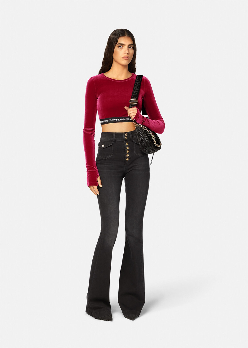 VERSACE JEANS COUTURE Logo Velvet Crop Top outlook