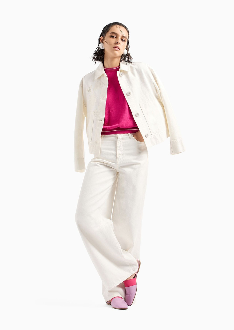 Short-sleeved jumper with all-over micro-eagle embroidery 4