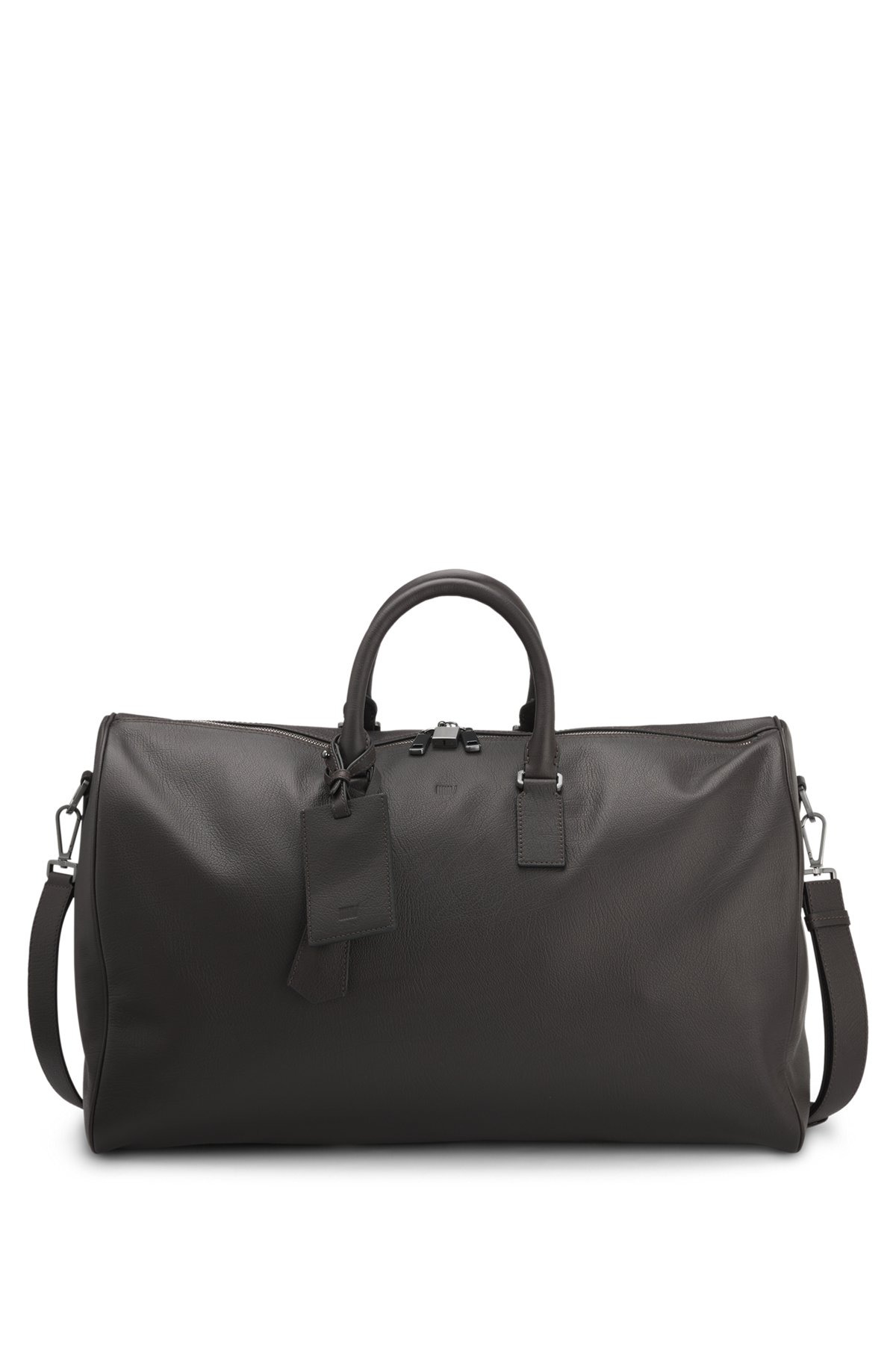 BECKHAM X BOSS HOLDALL IN GRAINED LEATHER WITH ADDRESS TAG - 2
