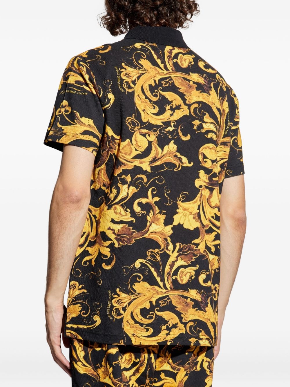 baroque-print panel polo shirt - 4