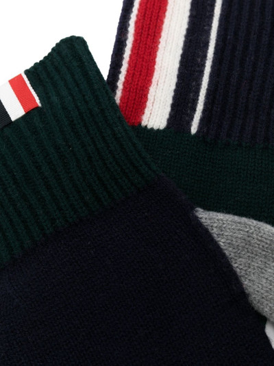 Thom Browne Fun Mix intarsia-knit logo wool gloves outlook