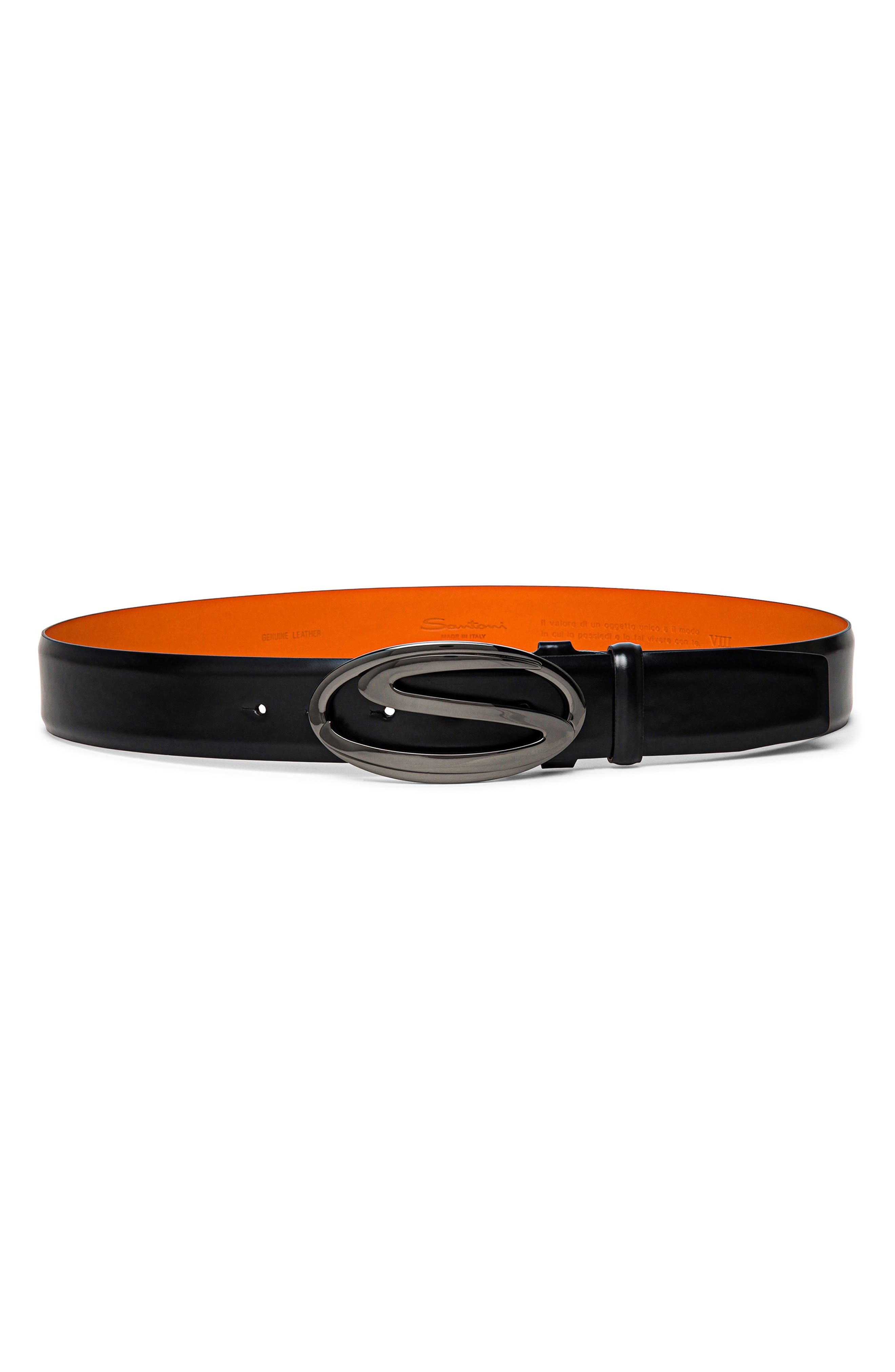 Reversible Logo Buckle Leather Belt - 1