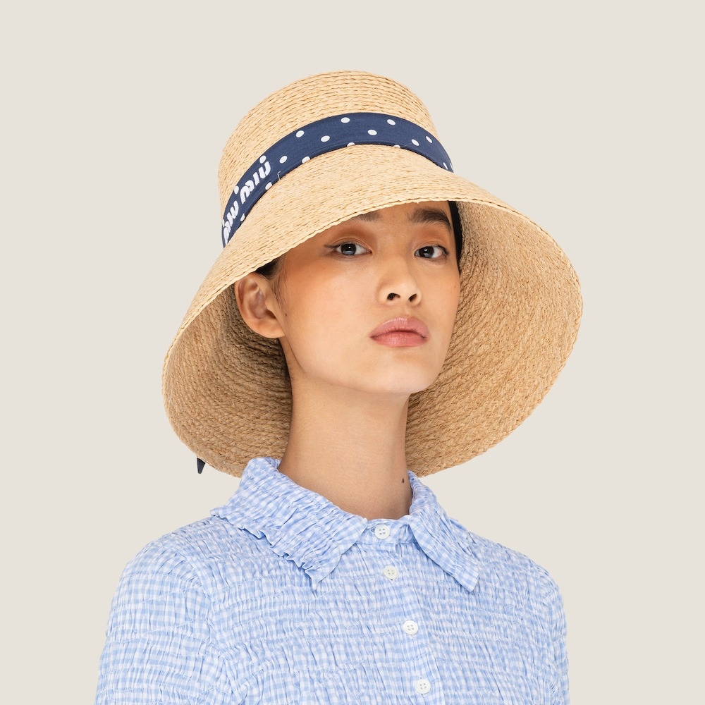 ハット MIU MIU Raffia Hat miu MIU ミュウミュウ ハット 帽子 バケハ ラフィアハット