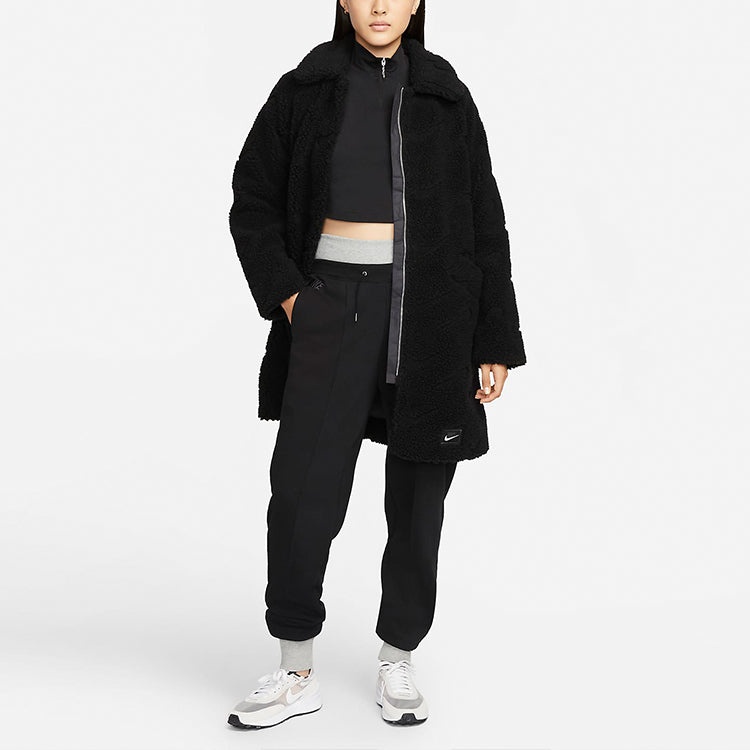 (WMNS) Nike Polar Fleece Casual Solid Color Jacket Black DD5089-010 - 5