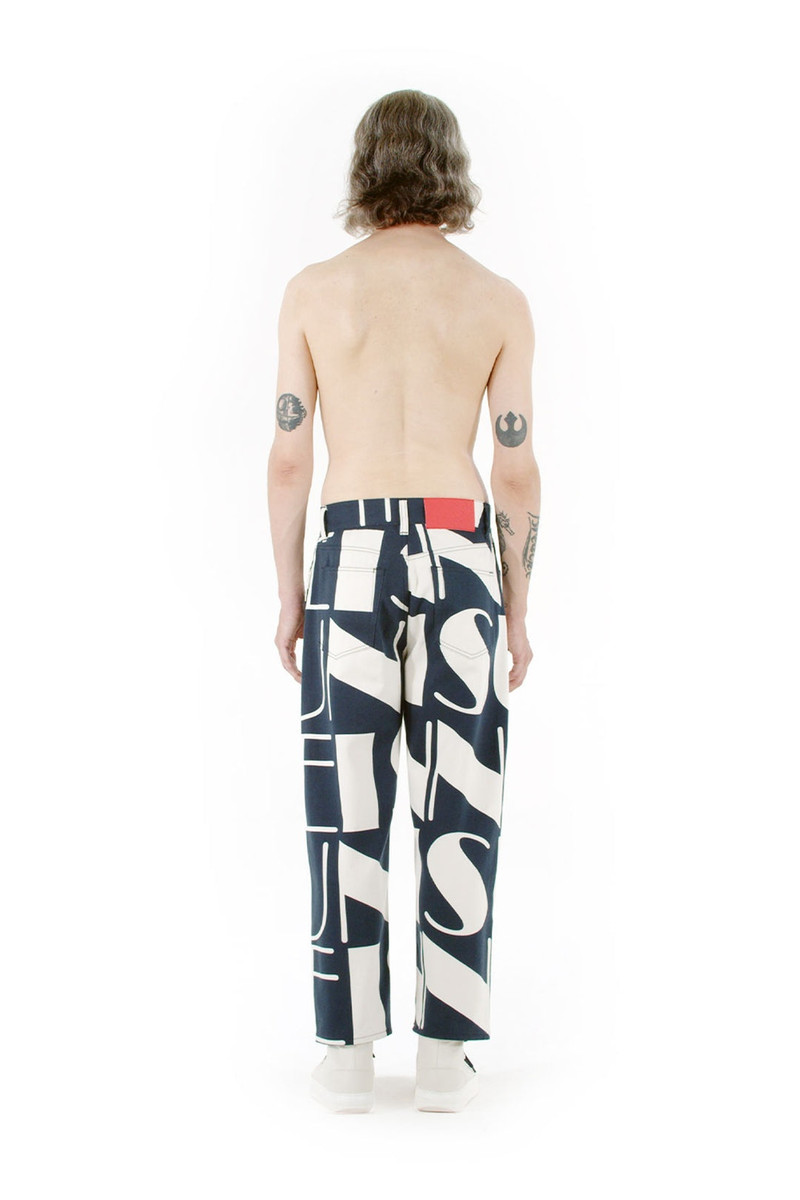 SUNNEI MAXI LOGO ALLOVER PANTS / blue & cream outlook
