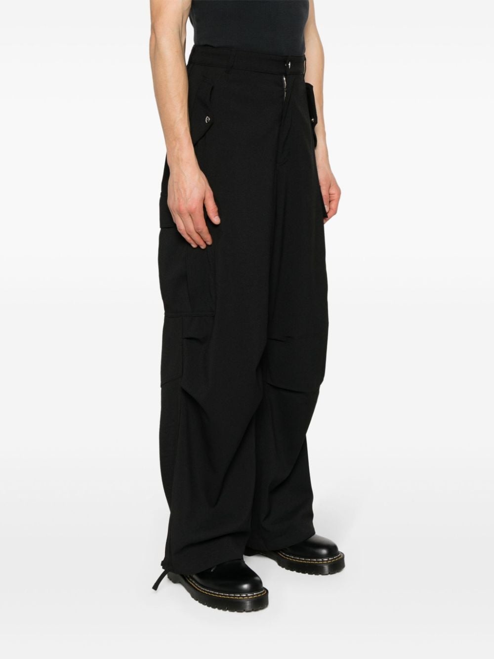 textured-finish straight-leg cargo pants - 3