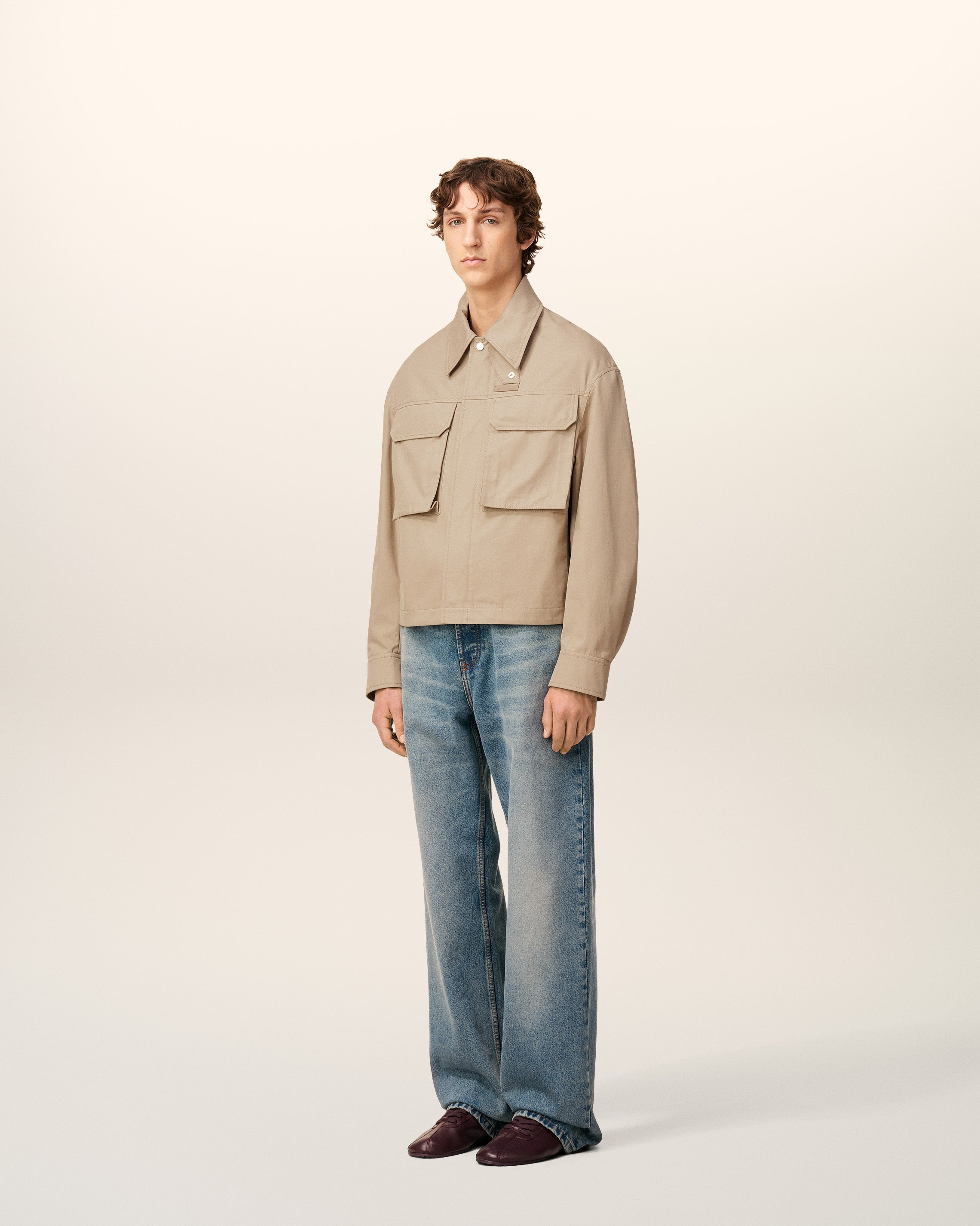BEIGE COTTON WORKER JACKET - 6