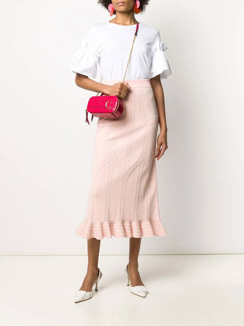 Alexander McQueen textured knitted frilled skirt outlook