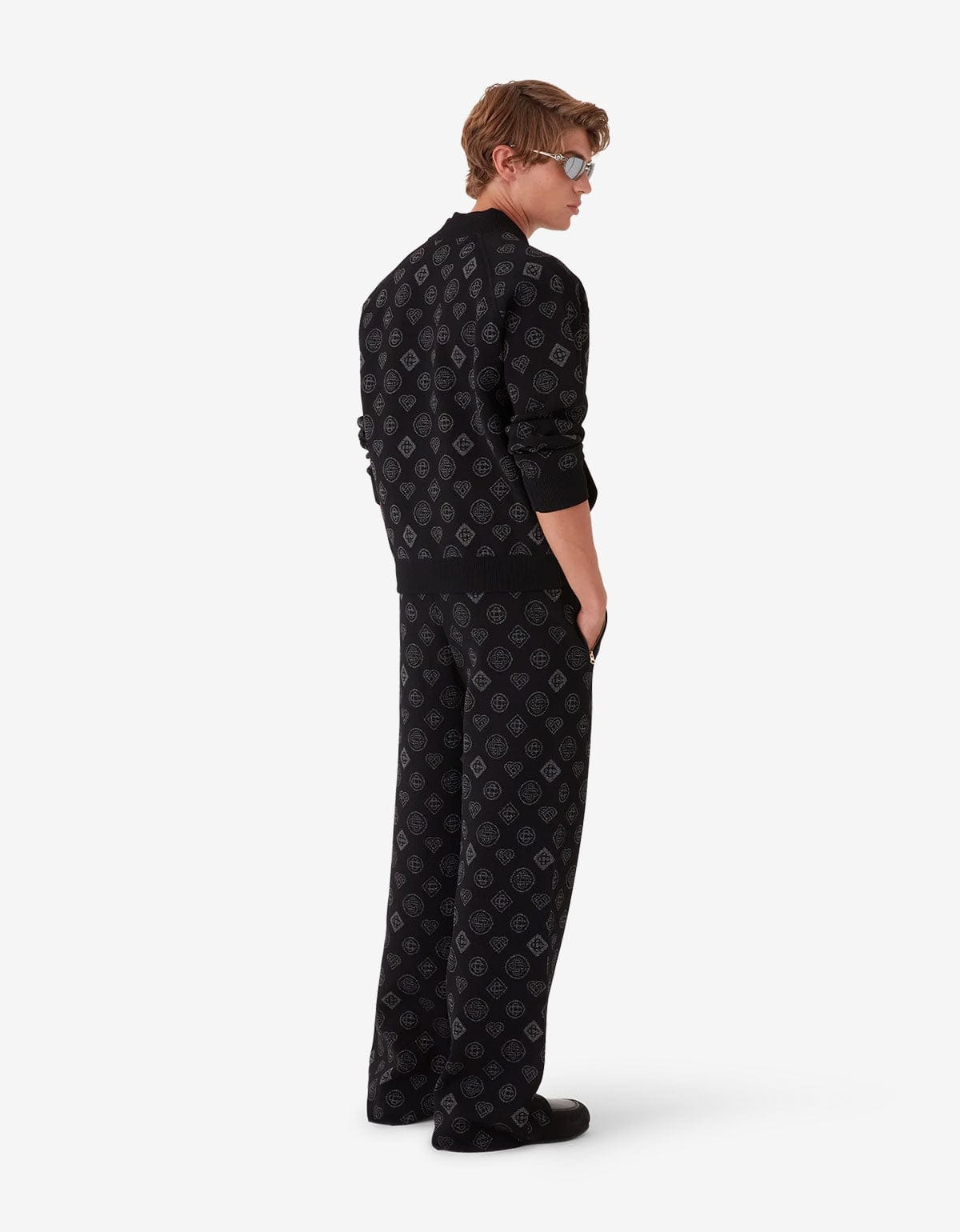 Casblanca Black Monogram Jacquard Trousers - 4