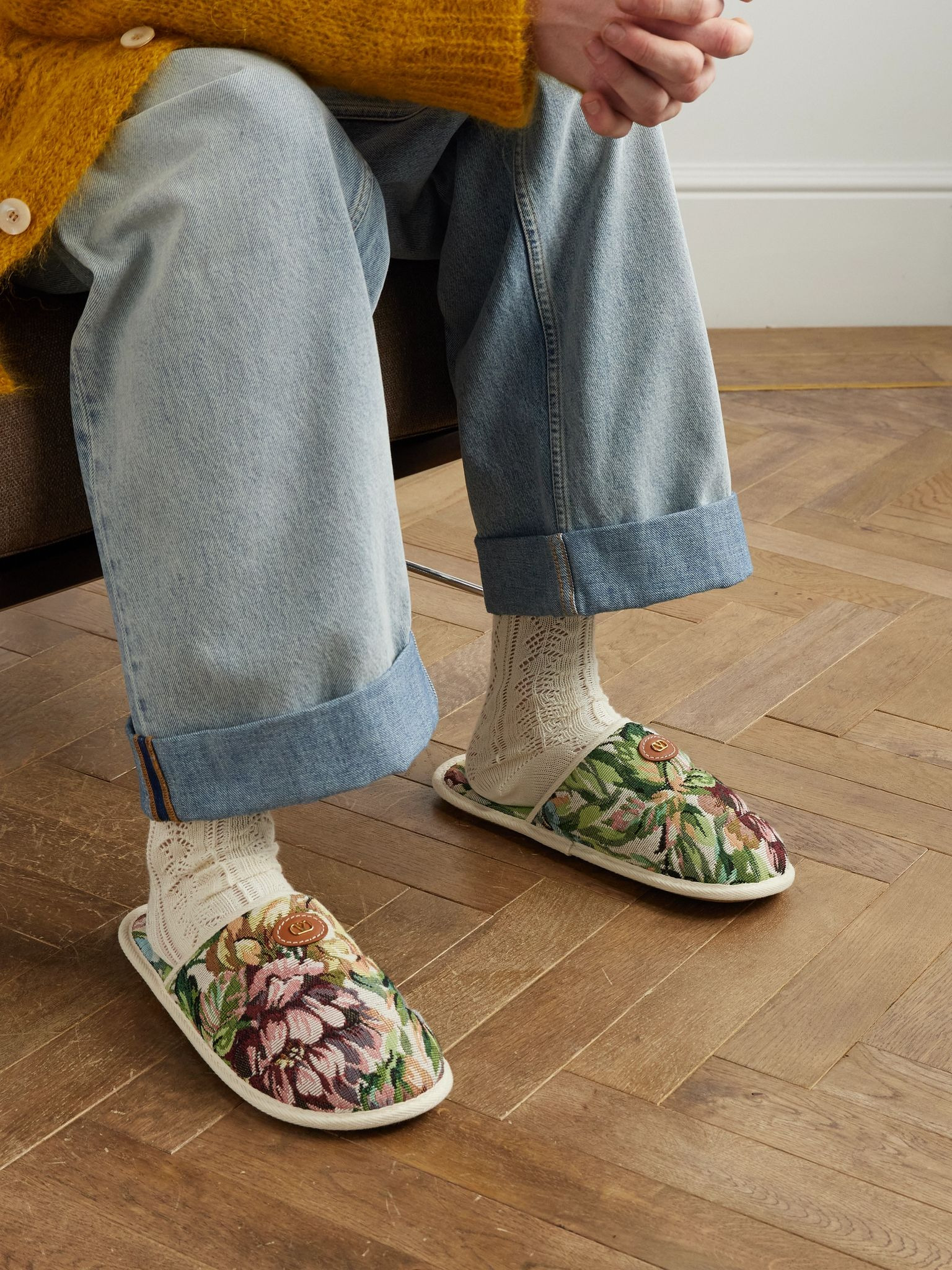 Logo-Embellished Jacquard Slippers Neutral - 2