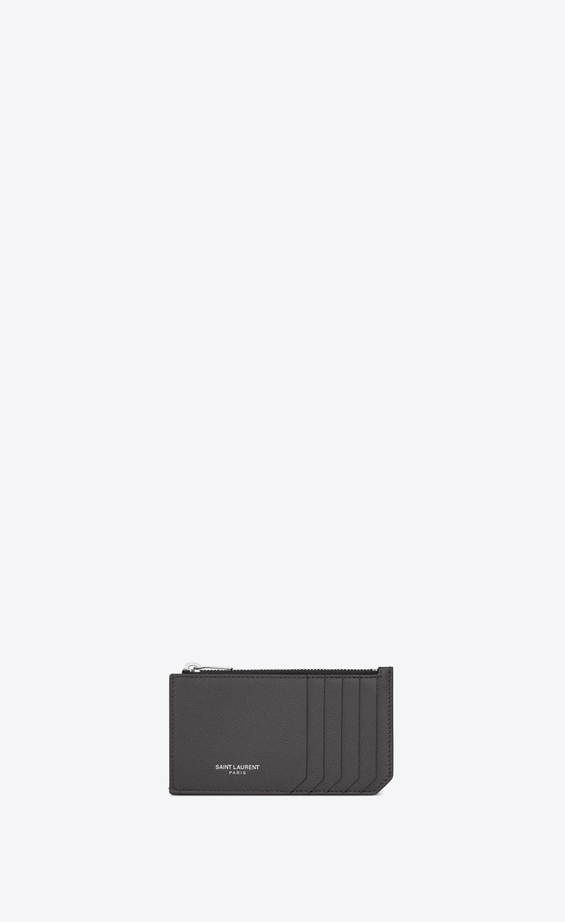 fragments zipped card case in grain de poudre-embossed leather - 1