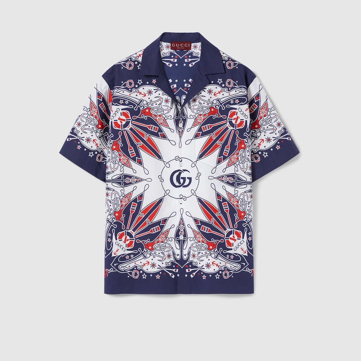 Double G bandana print cotton shirt - 1