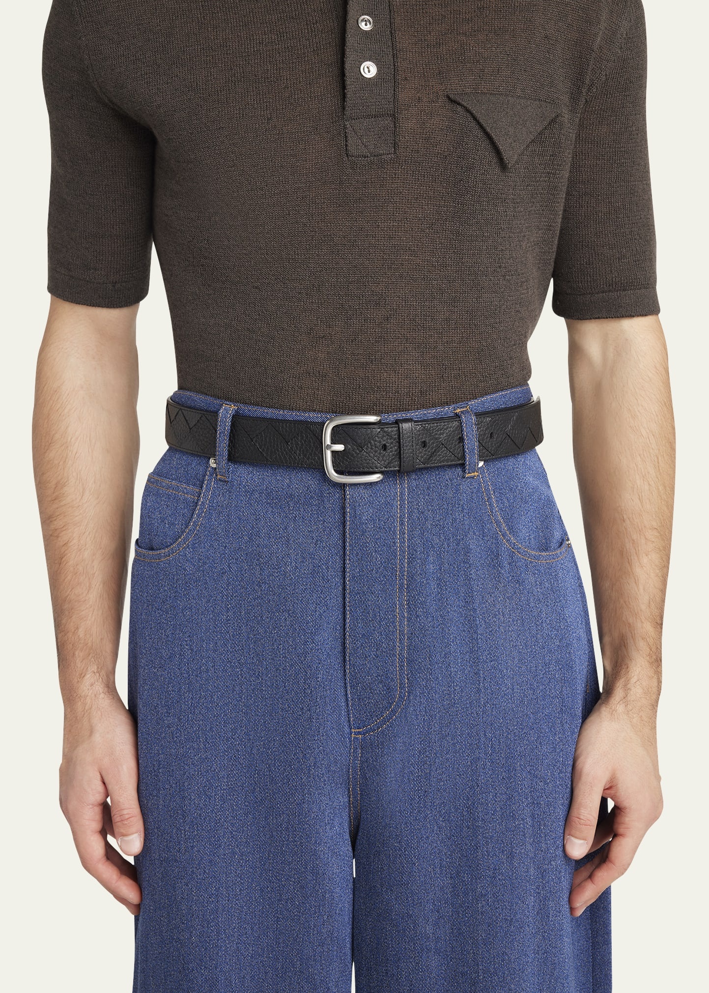 Men's Intrecciato Leather Belt - 2