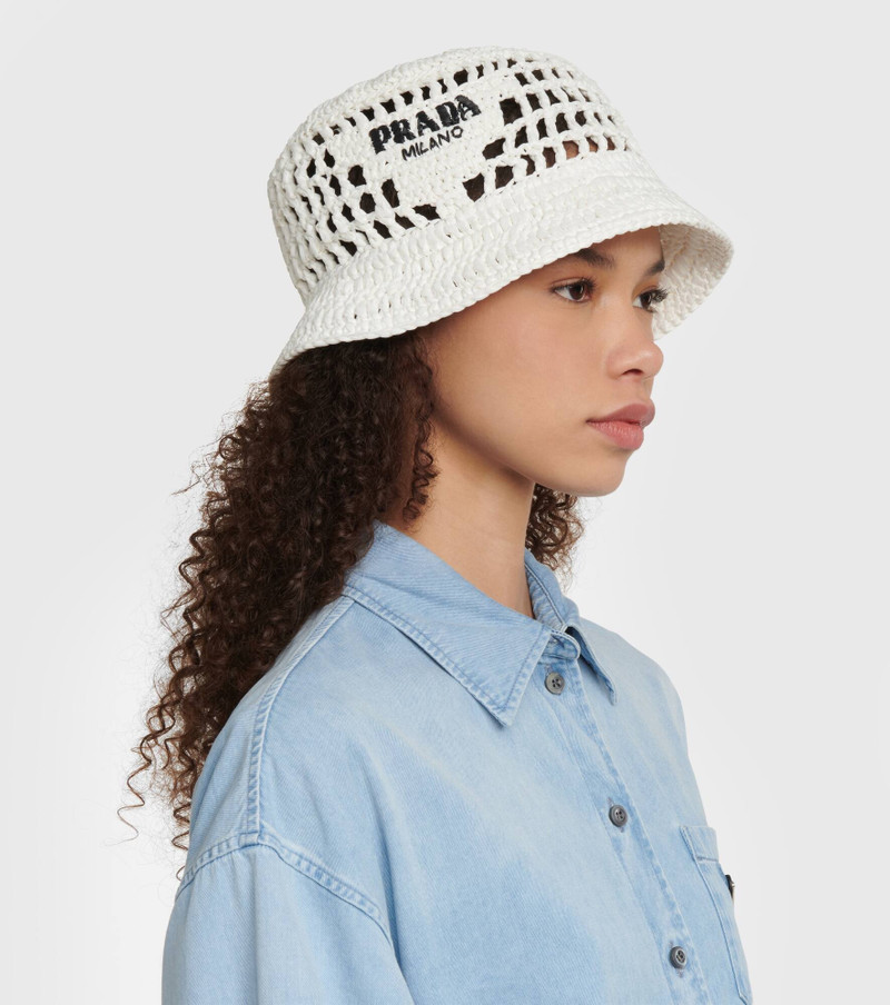 Prada Raffia-effect bucket hat outlook