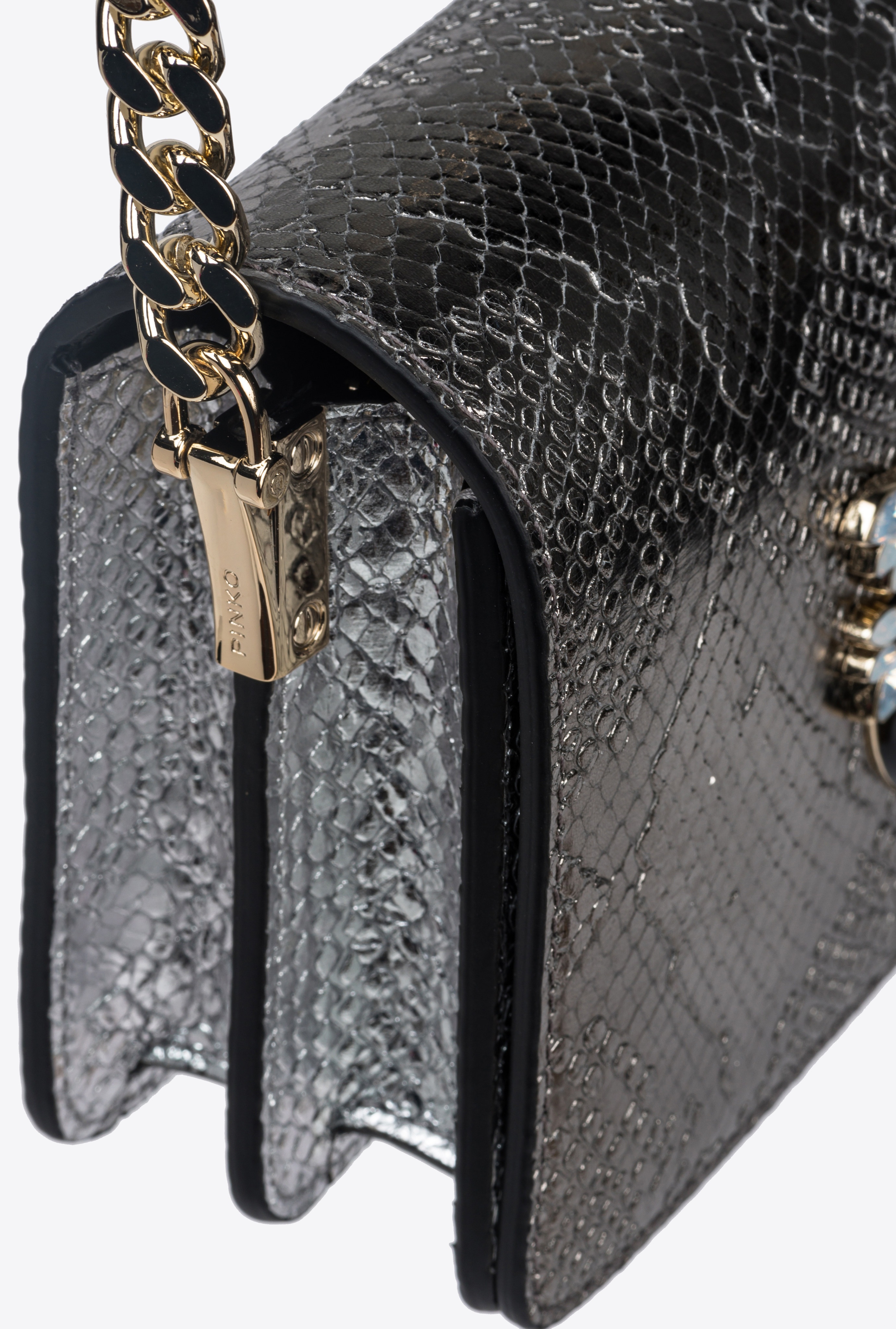 PINKO GALLERIA MINI LOVE BAG CLICK IN PUNCHED REPTILE SKIN - 7